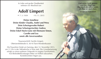 Traueranzeige von Adolf Limpert 