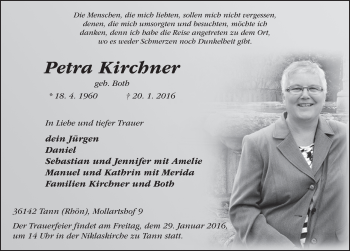 Traueranzeige von Petra Kirchner 