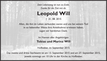 Traueranzeige von Leopold Will 