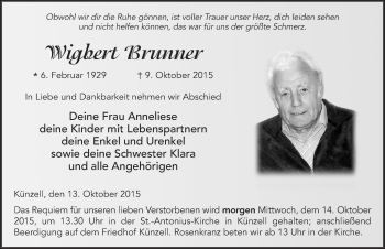 Traueranzeige von Wigbert Brunner 