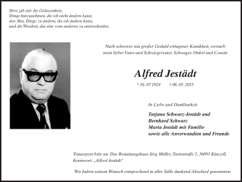 Traueranzeige von Alfred Jestädt 