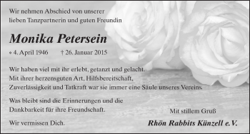Traueranzeige von Monika Petersein 