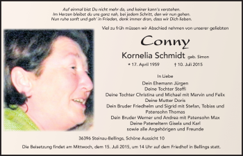 Traueranzeige von Kornelia Schmidt 