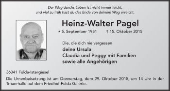 Traueranzeige von Heinz-Walter Pagel 
