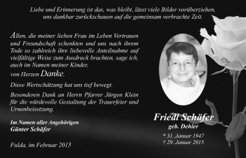 Traueranzeige von Friedl Schäfer 