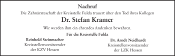 Traueranzeige von Stefan Kramer 