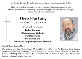 Traueranzeige von Theo Hartung 
