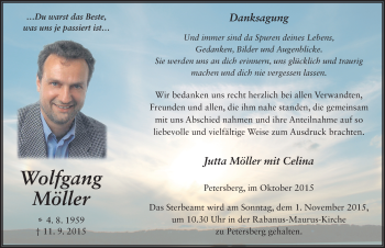 Traueranzeige von Wolfgang Möller 