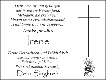 Traueranzeige von Irene Kersting 