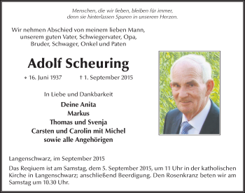 Traueranzeige von Adolf Scheuring 