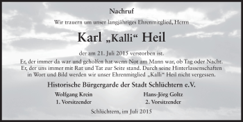 Traueranzeige von Karl Heil 
