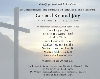 Traueranzeige von Gerhard Konrad Jörg 