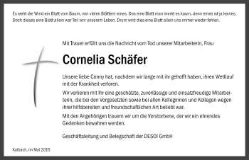 Traueranzeige von Conny Schäfer 