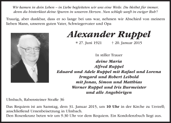 Traueranzeige von Alexander Ruppel 