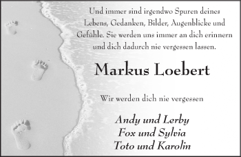 Traueranzeige von Markus Loebert 