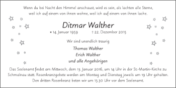 Traueranzeige von Ditmar Walther 