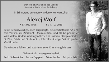 Traueranzeige von Alexej Wolf 
