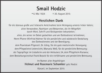Traueranzeige von Smail Hodzic 