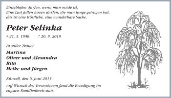 Traueranzeige von Peter Selinka 