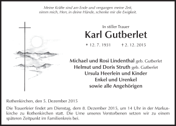 Traueranzeige von Karl Gutberlet 