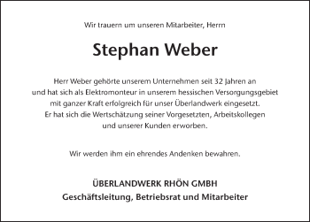 Traueranzeige von Stephan Weber 