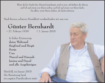 Traueranzeige von Günter Bernhardt 