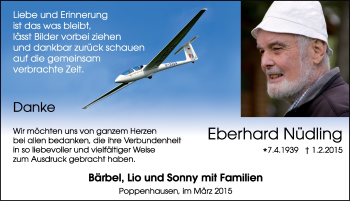Traueranzeige von Eberhard Nüdling 