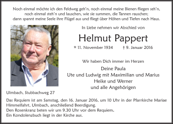 Traueranzeige von Helmut Pappert 