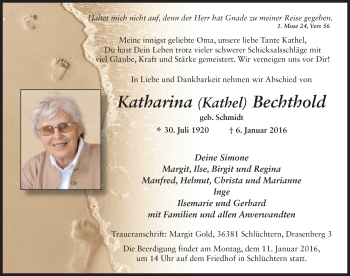Traueranzeige von Katharina Bechthold 