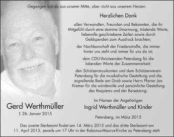 Traueranzeige von Gerd Werthmüller 