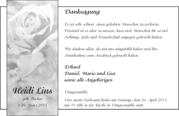 Traueranzeige von Heidi Lins 