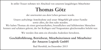 Traueranzeige von Thomas Götz 