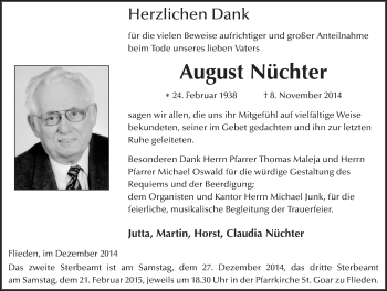 Traueranzeige von August Nüchter 