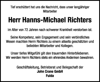 Traueranzeige von Hanns-Michael Richters 