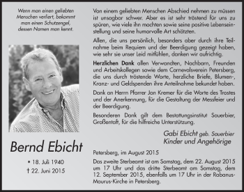 Traueranzeige von Bernd Ebricht 