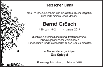 Traueranzeige von Bernd Grösch 