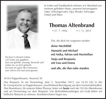 Traueranzeige von Thomas Altenbrand 