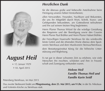 Traueranzeige von August Heil 