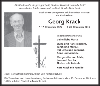 Traueranzeige von Georg Krack 