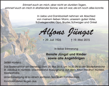 Traueranzeige von Alfons Jüngst 