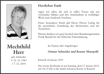 Traueranzeige von Mechthild Herr 