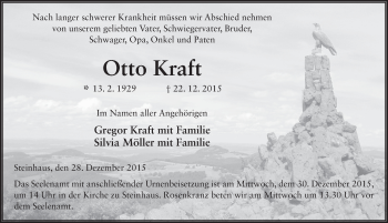 Traueranzeige von Otto Kraft 