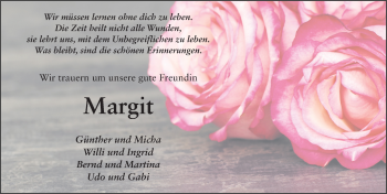 Traueranzeige von Margit Feick 