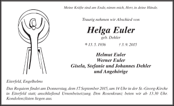 Traueranzeige von Helga Euler 