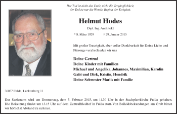 Traueranzeige von Helmut Hodes 