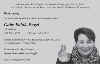 Traueranzeige von Gaby Polak-Engel 