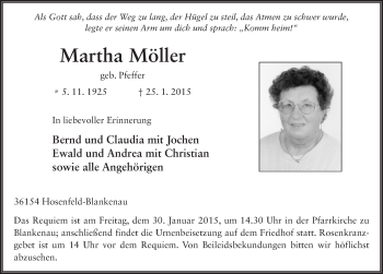Traueranzeige von Martha Möller 