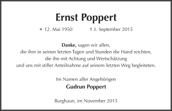Traueranzeige von Ernst Poppert 