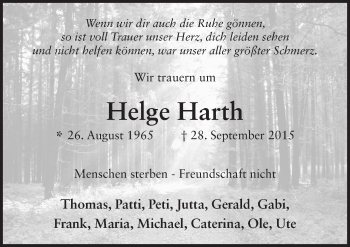 Traueranzeige von Helge Harth 