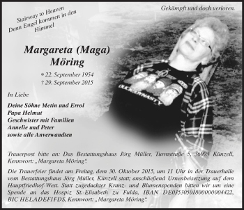 Traueranzeige von Margareta Möring 